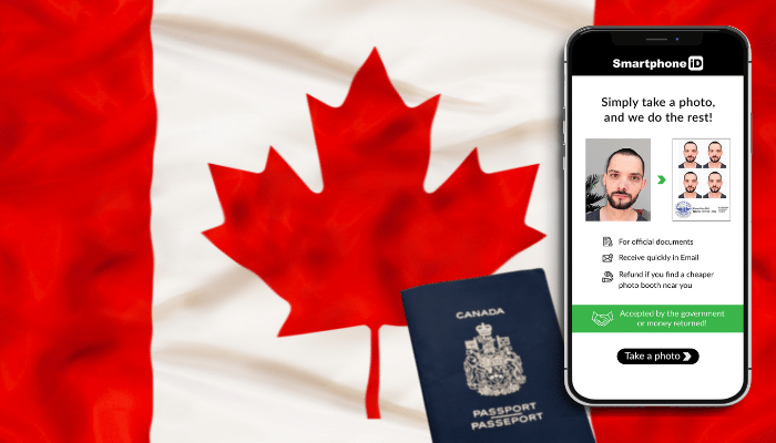 take Canadian passport photo from home with phone using smartphone iD app