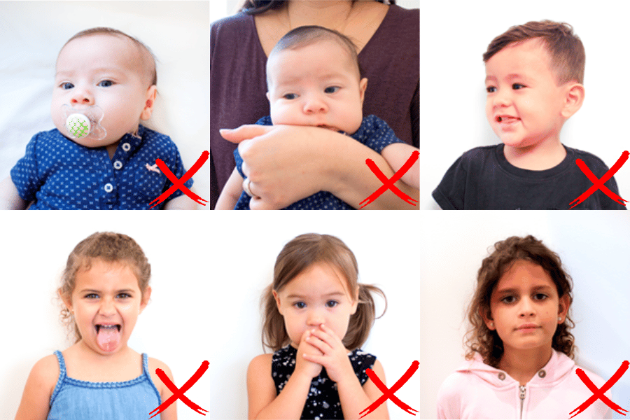 Examples of Rejected Passport Photos for a Baby