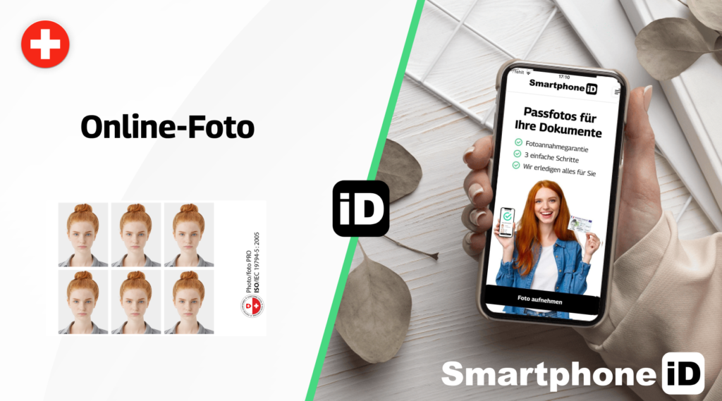 Passfoto in der Nähe von zu Hause mit Smartphone iD