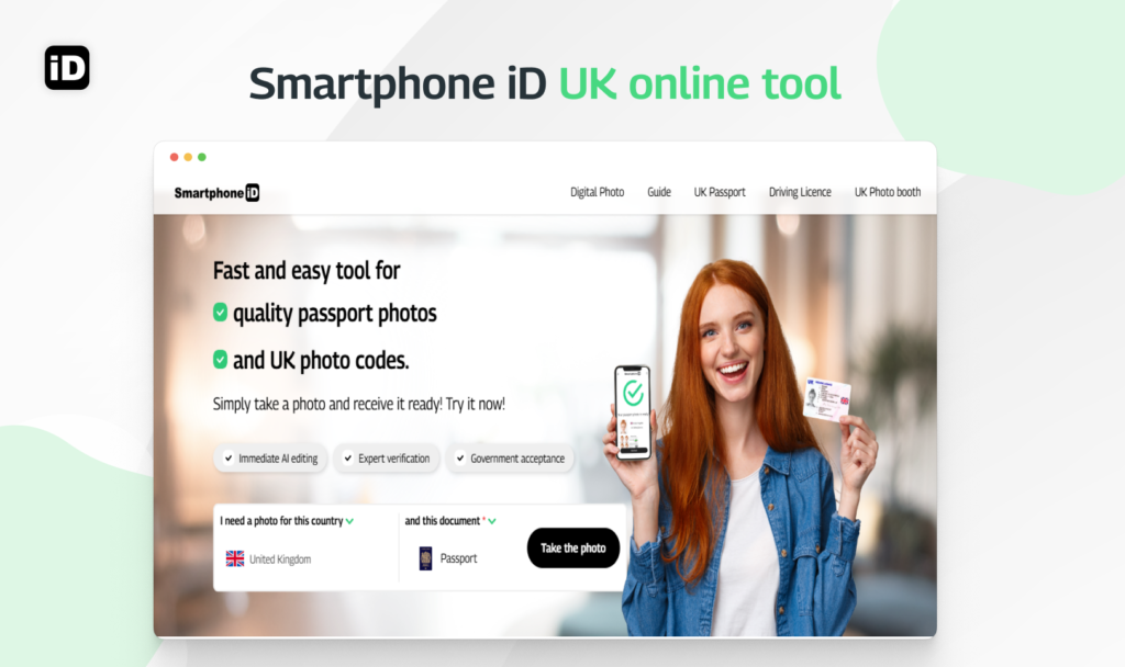 smartphone id passport photo app for uk documents from home